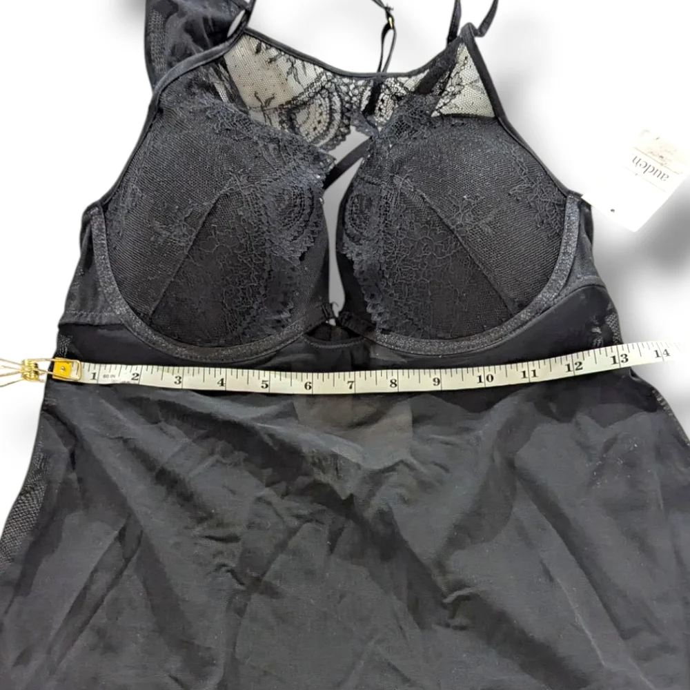 NWT Auden Black Chemise And Thong, lace, Push-up, Strappy, Size Medium - Picture 14 of 16